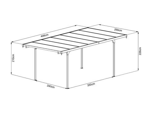 hliníková pergola LANITPLAST ALU 53 antracit + číry PC