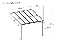 hliníková pergola LANITPLAST WALL 33 FSX bílá + bronz PC