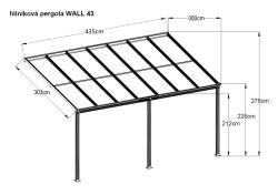 hliníková pergola LANITPLAST WALL 43 FSX antracit + čirý PC