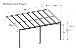 hliníková pergola LANITPLAST WALL 53 FSX antracit + čirý PC